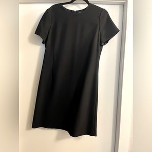 Theory black crepe sleeved shift dress